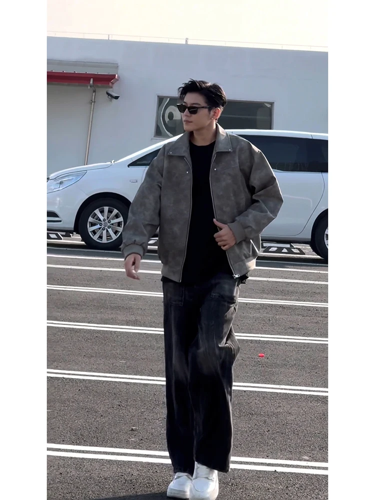 

Мужская кожаная куртка-жакет с хлопковой подкладкой, в стиле бейсбольной куртки, с отложным воротником, теплая, толстая, зимняя верхняя одежда