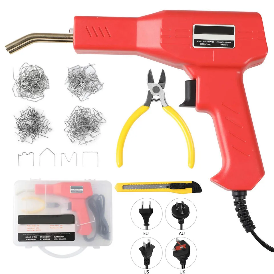 Weld Gun Portable Plastic Welding Repair Kit Car Bumper Machine 200pcs Staples