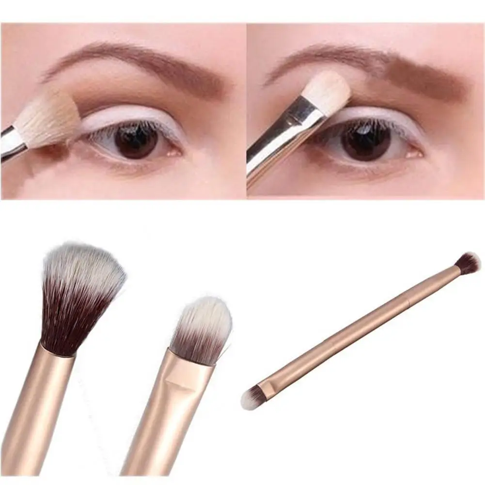 1 pz professionale doppia estremità ombretto pennelli trucco donne ombretto pennello cosmetico accessori di bellezza rosa dorato all'ingrosso