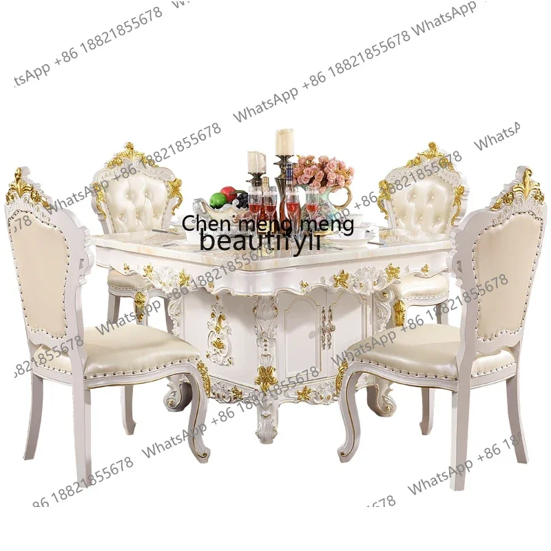 B178 European marble square table American villa restaurant water-based paint carving household with drawers storage2936