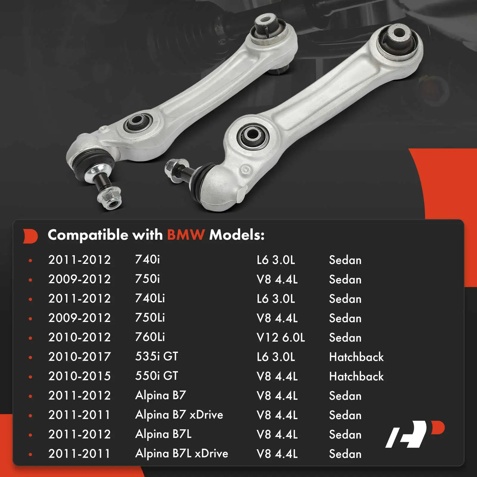 A-Premium 2x Control Arm Kit for BMW 535i GT 2010-2017 550i GT 2010-2015 740i 740Li 2011-2012 750i 750Li 2009-2012 760Li