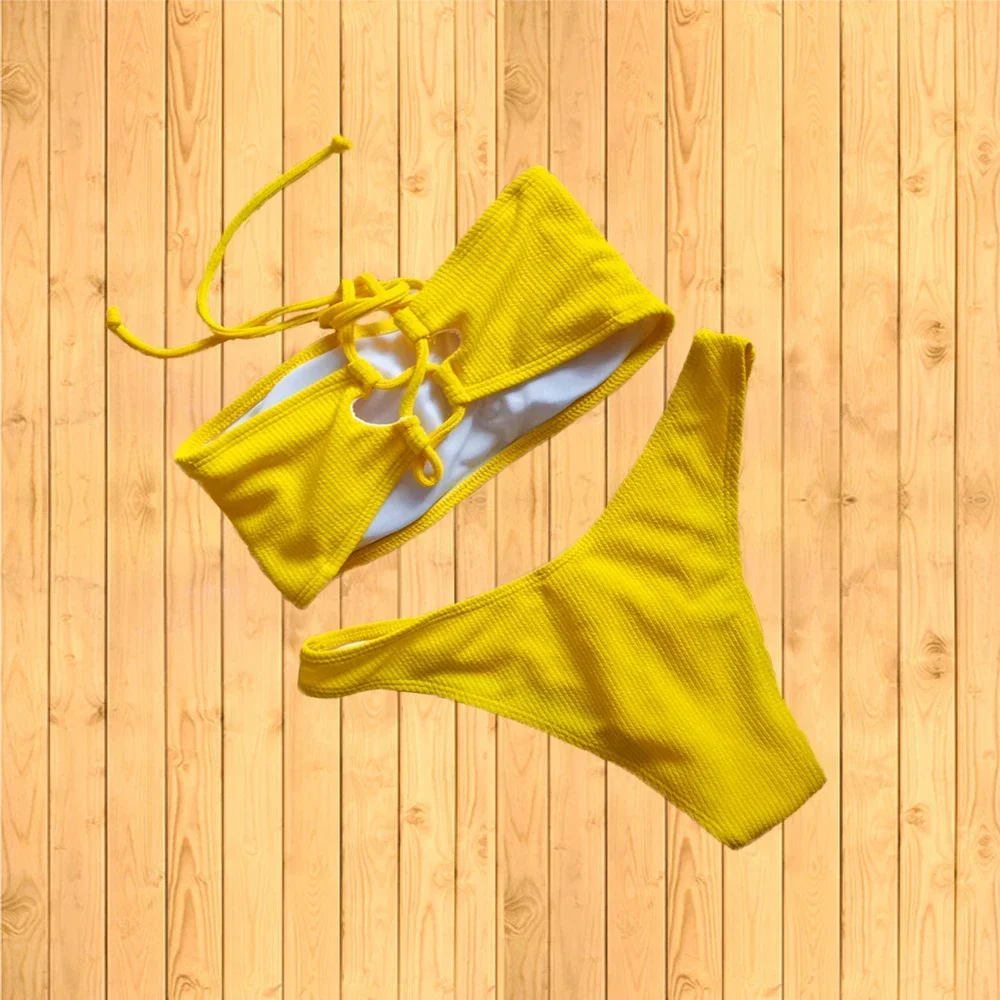 여성 섹시 스트라이프 모노크롬 비키니 투피스 세트, 비치 여성 비키니 수영복, 2025