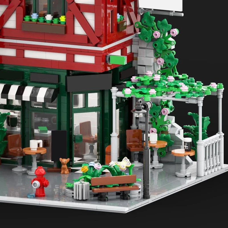 6728 STUKS Bouwset Geteelde Halfhouten Huis met Comic Shop, IJsjeswinkel en Koffiehuis MOC DIY Bouw Speelgoed Cadeau