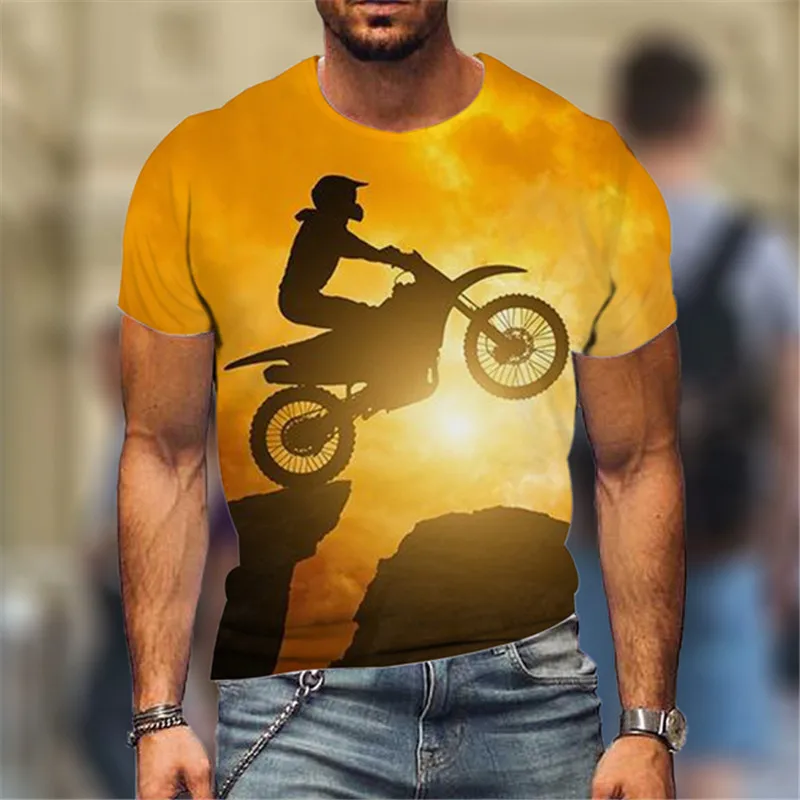 Fashion Street Motorcycle Men T-Shirts Hot Selling Locomotive Pattern 3D Printed Short Sleeve Tees Moto & Biker Hip Hop Man Tops