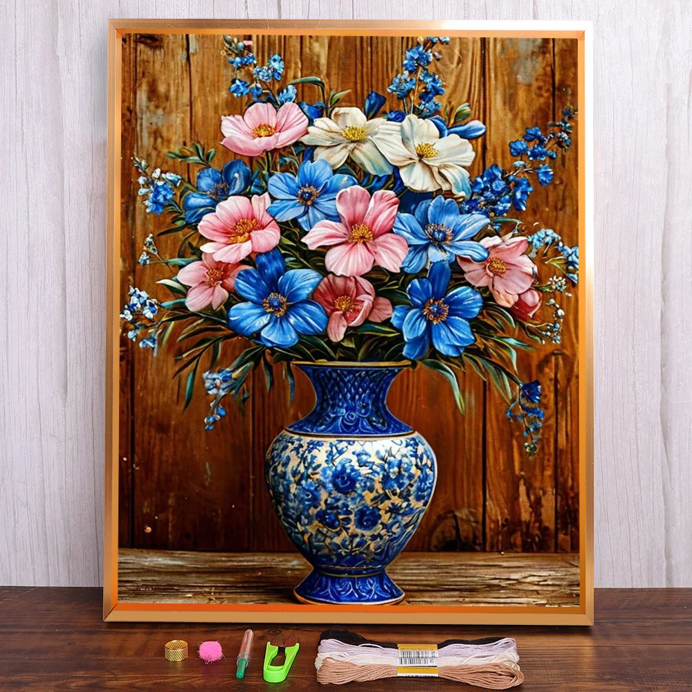 

Still Life Flower Pre-Printed Cross Stitch DIY Embroidery Kit DMC Threads Hobby Sewing Painting Craft Package Home Decor Jewelry
