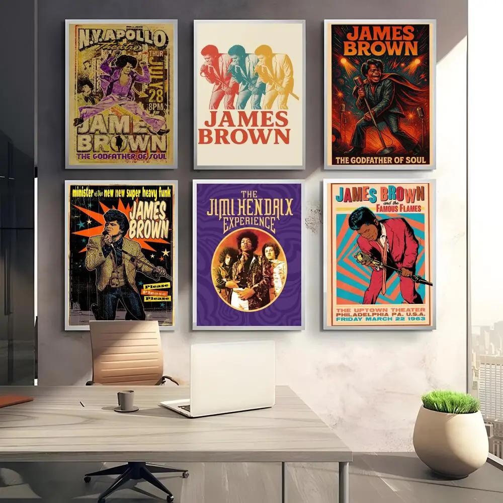 Energetic Iconic Singer J-James Brown Poster HD art sticky wall waterproof home bedroom bar aesthetic decoration