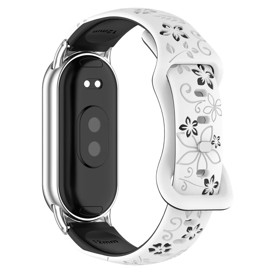 Siliconen 3D Gegraveerde Bloem Armband voor Xiaomi Mi Band 9 10 Band Smart Horloge Ademende Horlogeband voor Xiaomi Band 8 9 10 Band