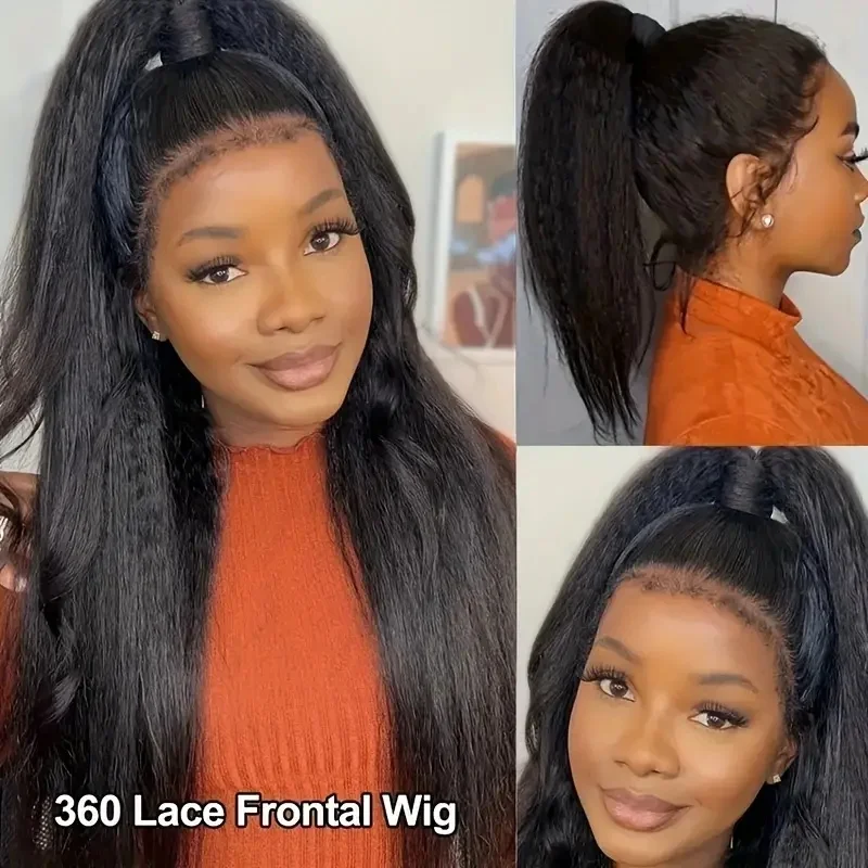 Dialola Haar Invisi Band 360 Full Lace Lijmloze Pruik Onzichtbare Trekkoord Frontale Pruik Kinky Rechte Kant Voor Menselijk Haar Pruik