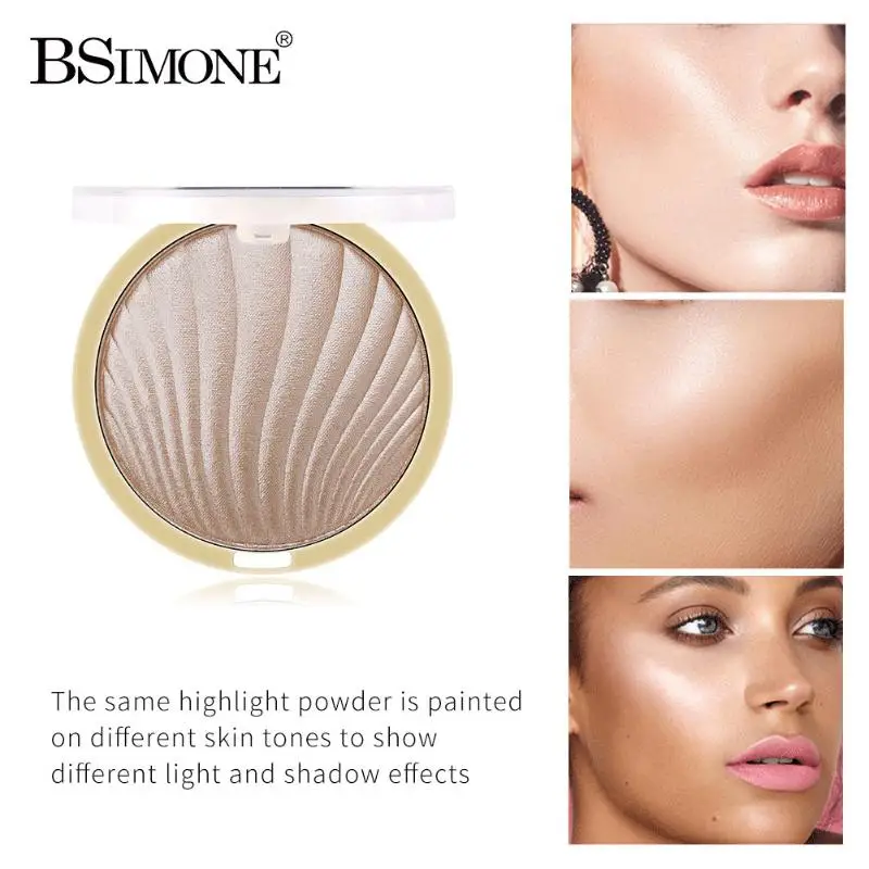 بودرة بيسيمون لتفتيح الوجه، بودرة مضغوطة بلون برونزي، مكياج مقاوم للماء وعالي اللمعان، بودرة لؤلؤية لتفتيح البشرة