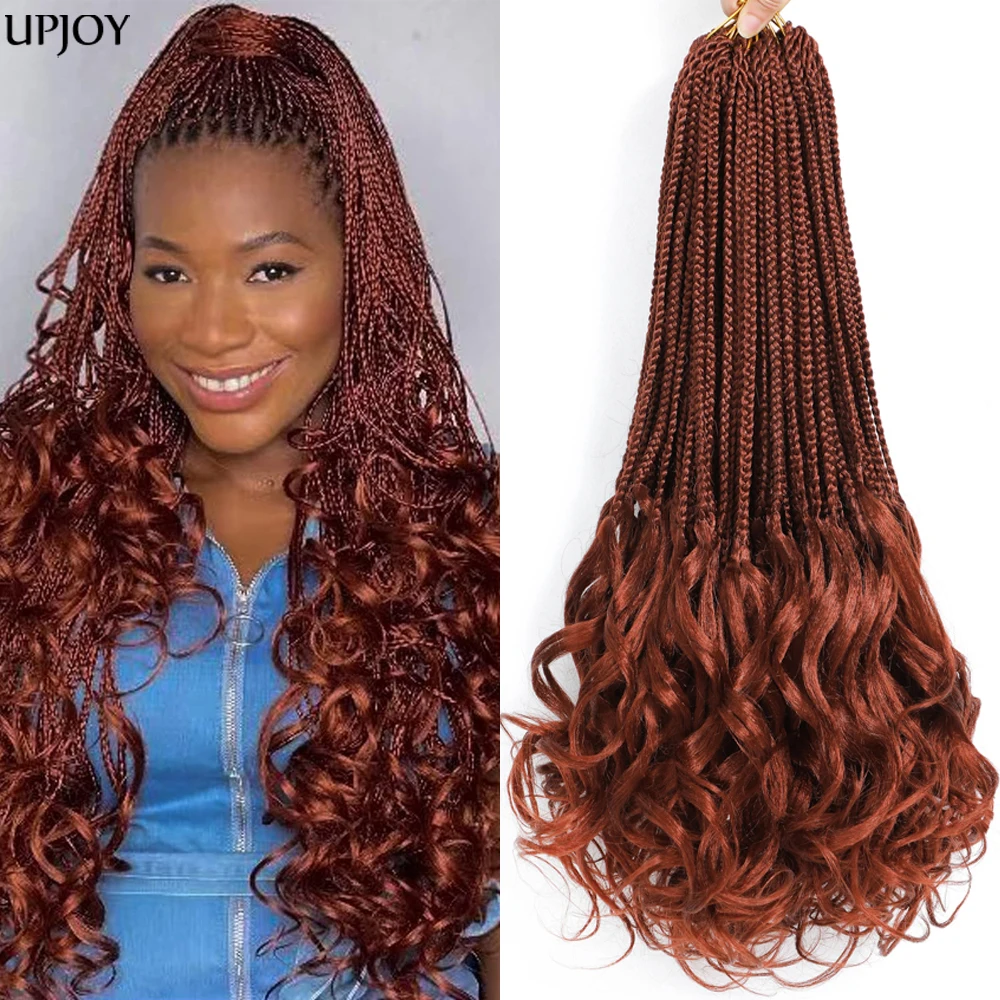 Hand Braided French Curls Box Braids Crochet Hair Pre-Braided Goddess Box Braiding Crochet Hair with Curly Ends for Women & Girl