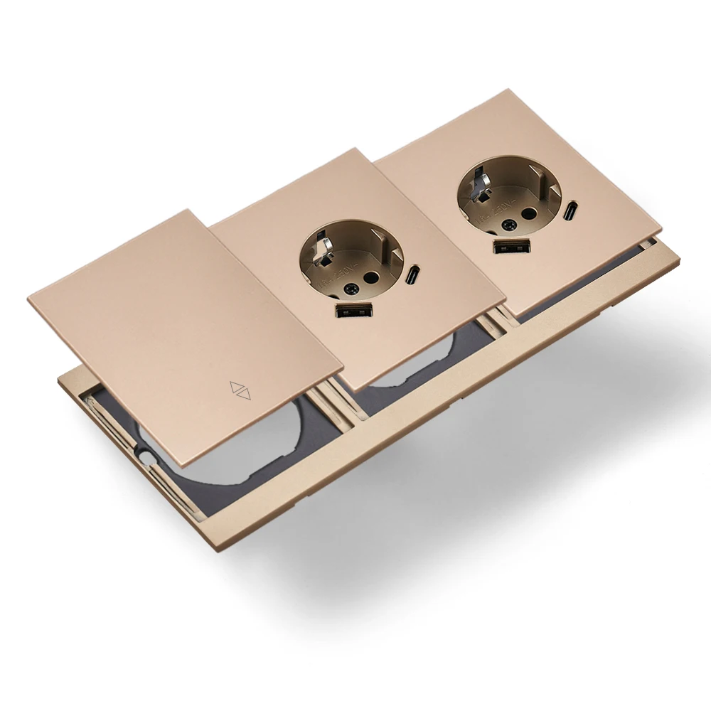 Skin Sensation USB A+C Integrated Panel Button Light Switch Power Sockets DIY Combination Wall Socket Embedded Skin Feel Paint