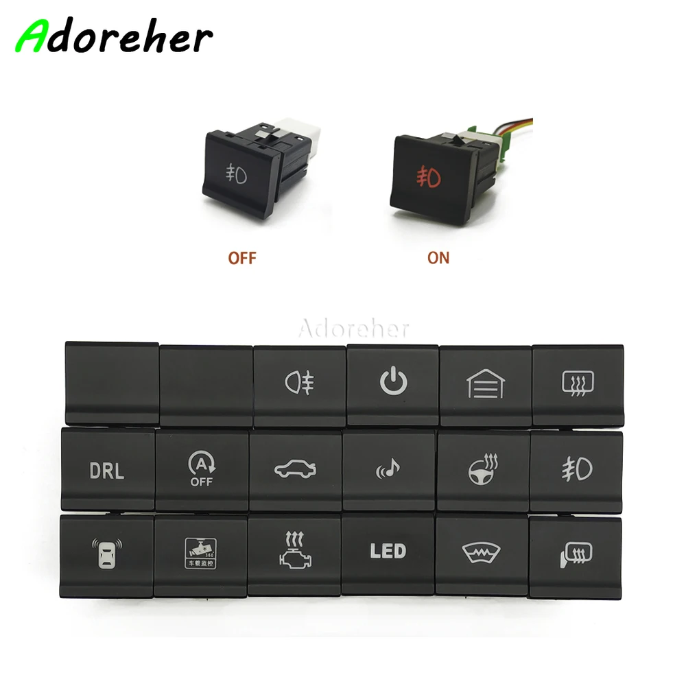 1 Stück Auto Rotes LED-Licht Nebelscheinwerfer Ein/Aus-Schalter für VW Polo 6C 2014 2015 Auto-Zubehör