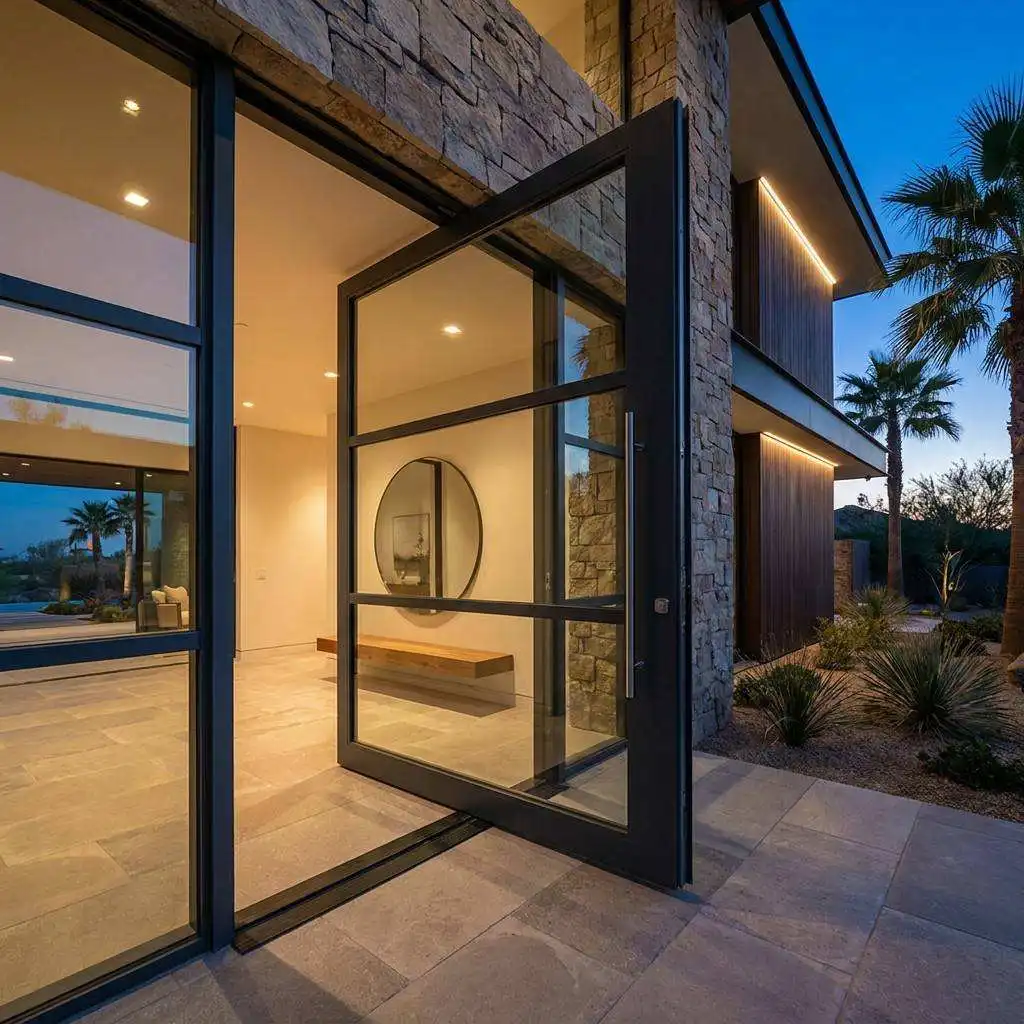 Personalized Customization Pivot Door Fashionable Aluminum Frame Glass Revolving Doors Suitable for Hotel and Villa Glass Doors