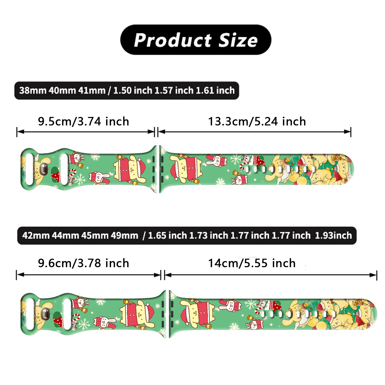 MINISO Weihnachten Pudding Hund bedrucktes Uhrenarmband für Apple Watch 11 10 9, Silikonband, austauschbares Armband für iWatch 45 mm 44 mm