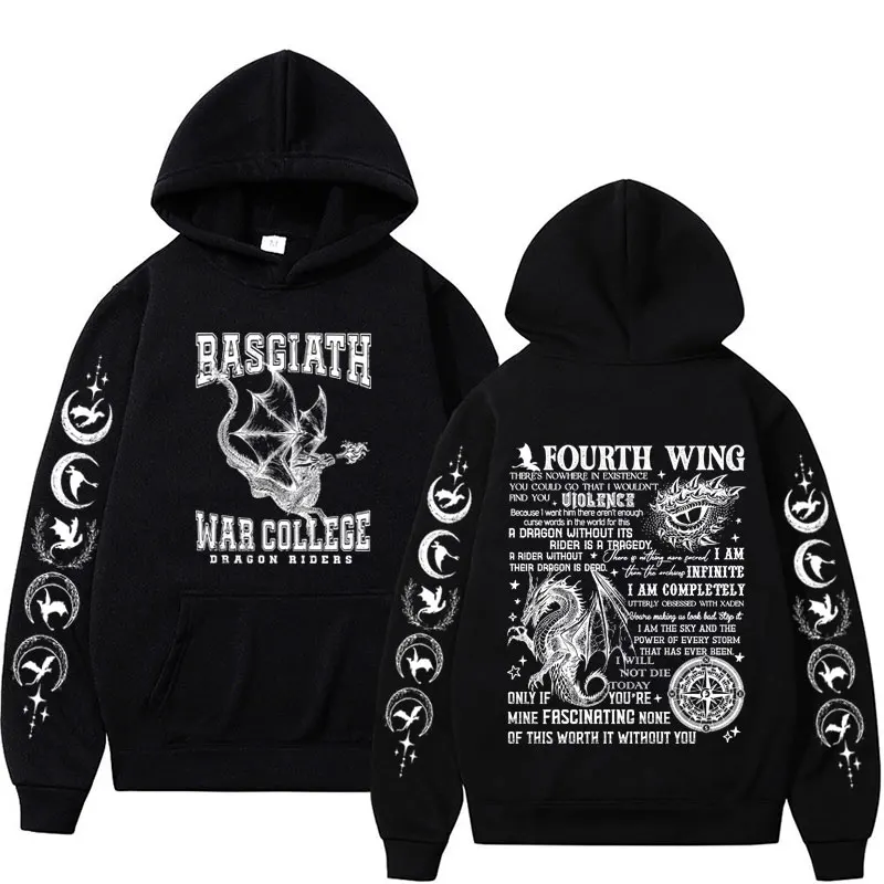 Fourth Wing Basgiath War College Hoodies The Empyrean Series Dragon Rider Hoodie Men\'s Y2k Clothes Fashion Sweatshirt Streetwear