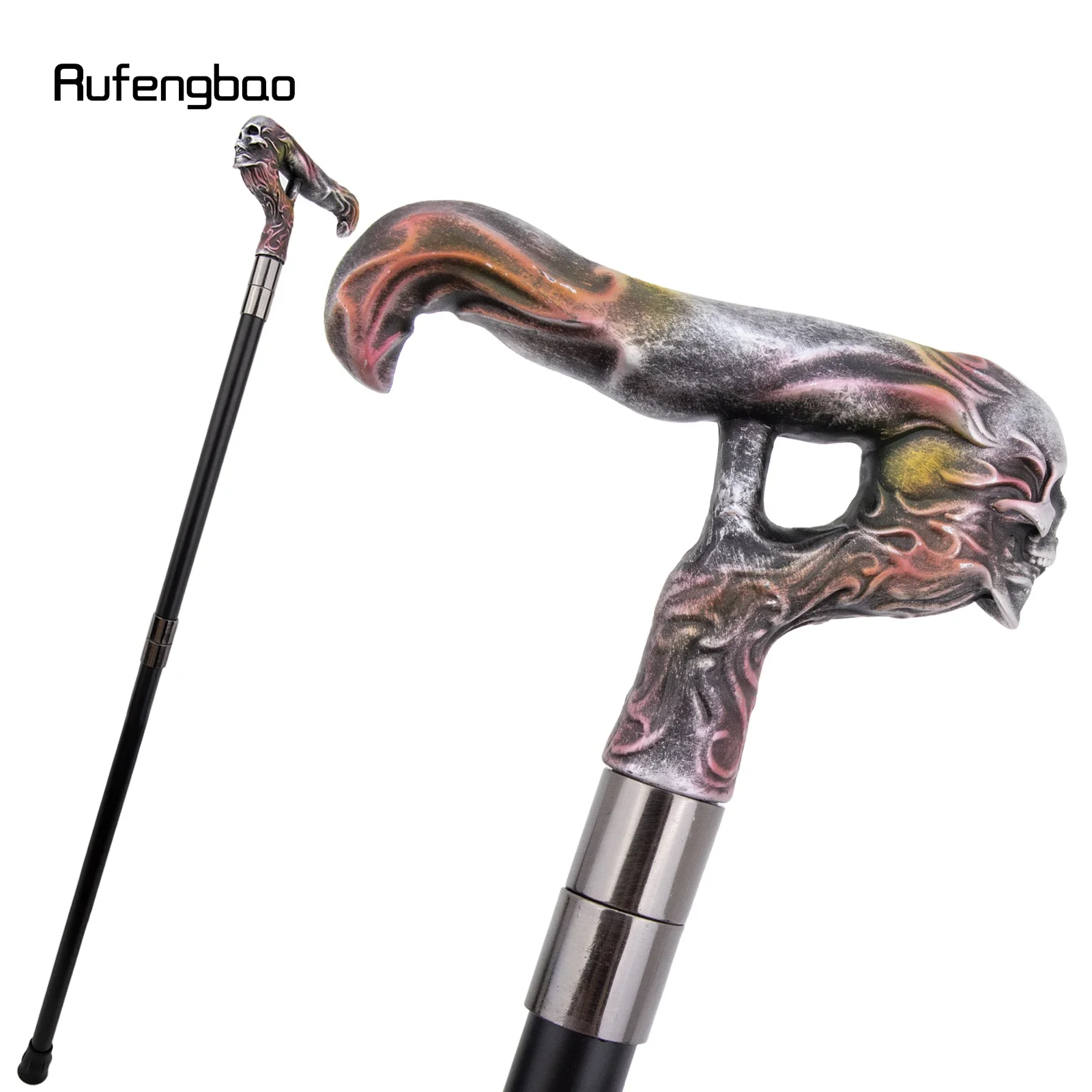 الفضة الراتنج طويل جمجمة رأس قصب ملون موضة ديكور الصلب عصا شهم أنيقة تأثيري قصب مقبض كروسيير 96 سنتيمتر #3