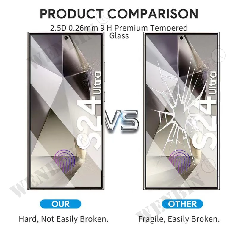 3 Pcs Tempered Glass For Samsung S24 S23 S22 S21 Ultra Plus FE A25 A24 A15 A14 A54 Screen Protector Full Protective Glass