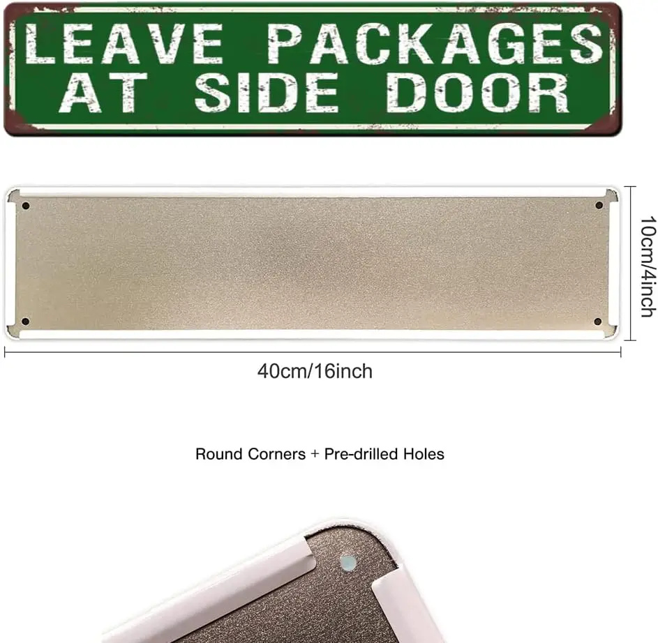 Leave Packages At Side Door Sign Metal Tin Sign 4x16 Inch