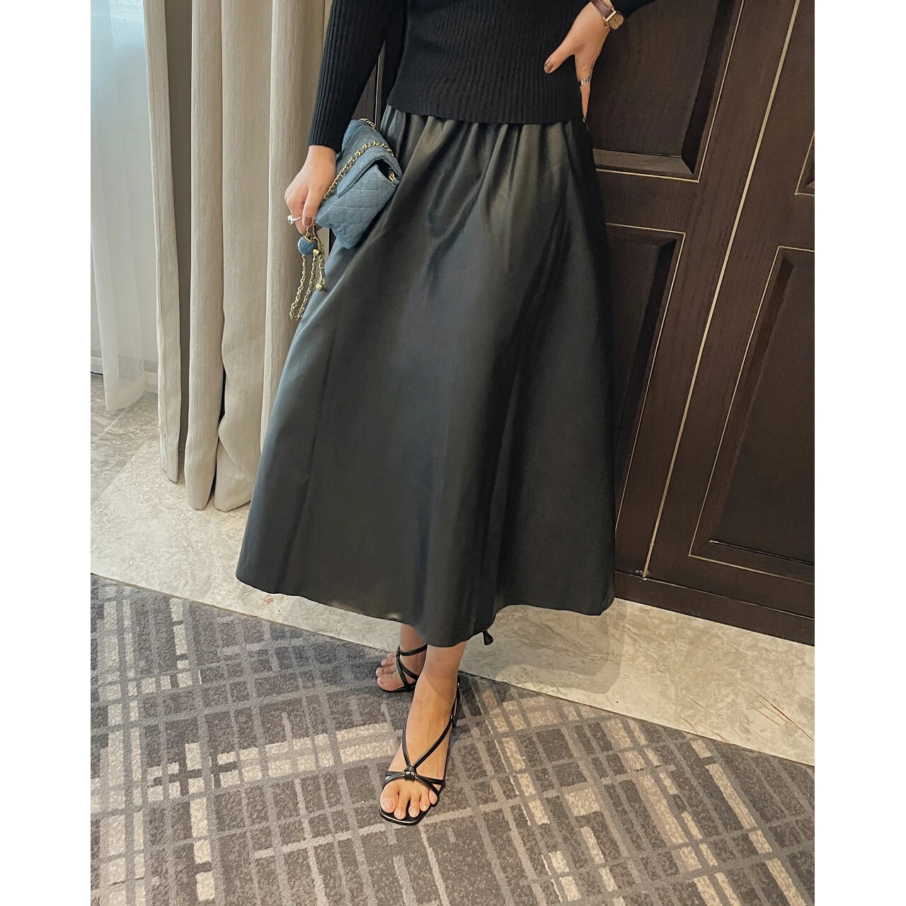 2023 Vrouw Zwarte Maxi Midi Lange Faux Pu Leren Rok Y 2K Kleding Sets Koreaanse Mode Harajuku Gothic Elegante Vintage Hoge Taille