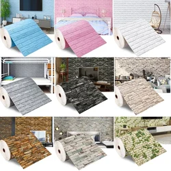 70cm x 5/10 m 3d contínuo tijolo adesivos de parede auto-adesivo papel de parede à prova dwaterproof água adesivos diy decoração para casa adesivos de parede de espuma