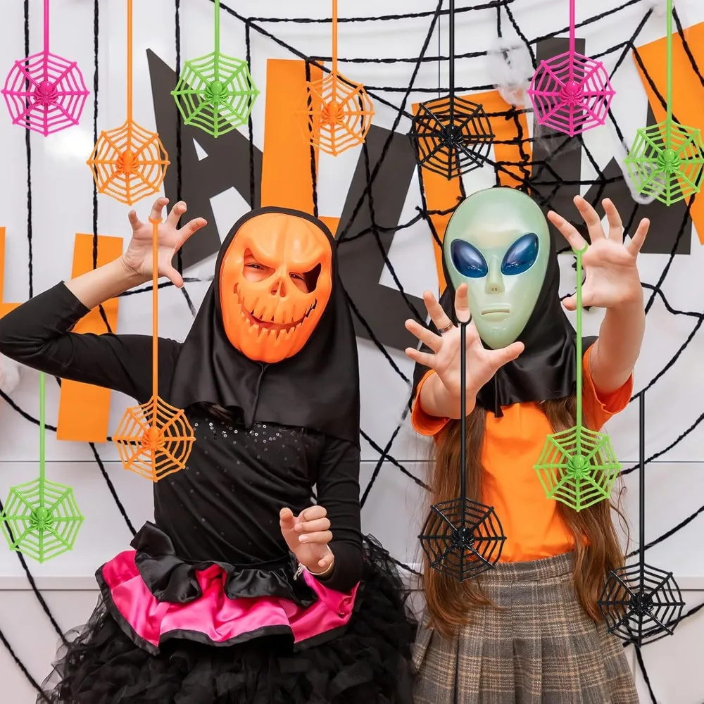 24 قطعة من شبكة العنكبوت اللاصقة للأطفال، ألعاب يدوية لاصقة على شكل نسيج العنكبوت مقاس 7.6 بوصة، هدايا حفلات الهالوين لحقيبة الجيدة