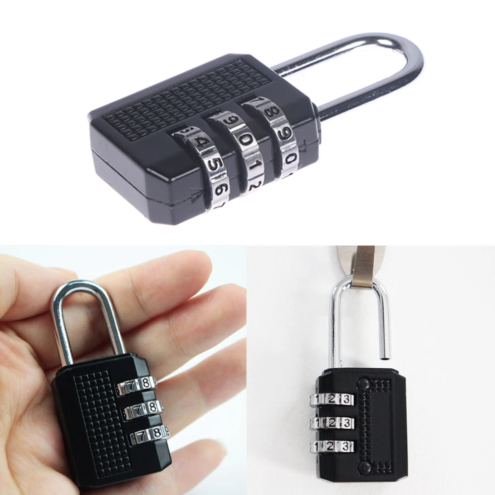 1PC 3 Digit Resettable Combination Padlock Coded Lock School Gym Locker Sheds Metal Code Password Gym Digital Lockers Suitcases