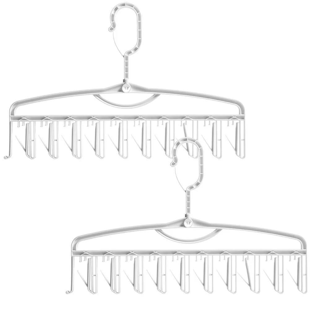 

2Pcs Windproof Sock Drying Rack Rotating Sock Hanger Sturdy Laundry Clothes Organizer for Underwear Clothes Hanger with Clips