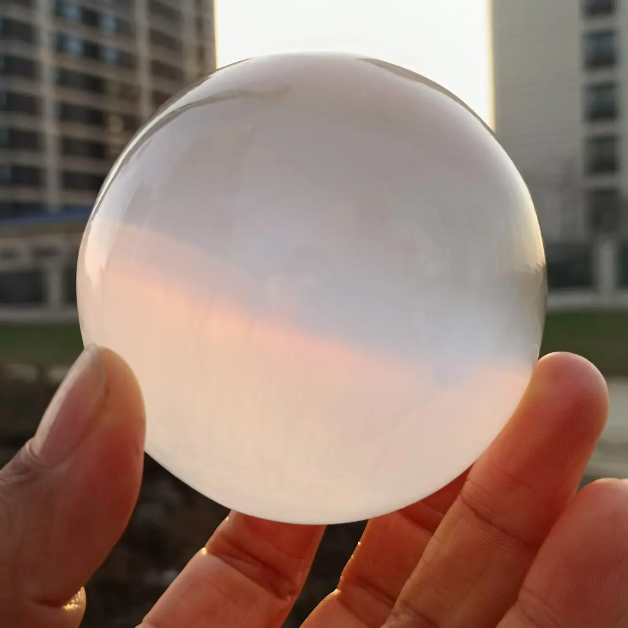 Natural Transparent Gypsum Ball,Moroccan Gypsum,Quartz Crystal Mineral Reiki Healing,Demagnetization, Meditation Ball