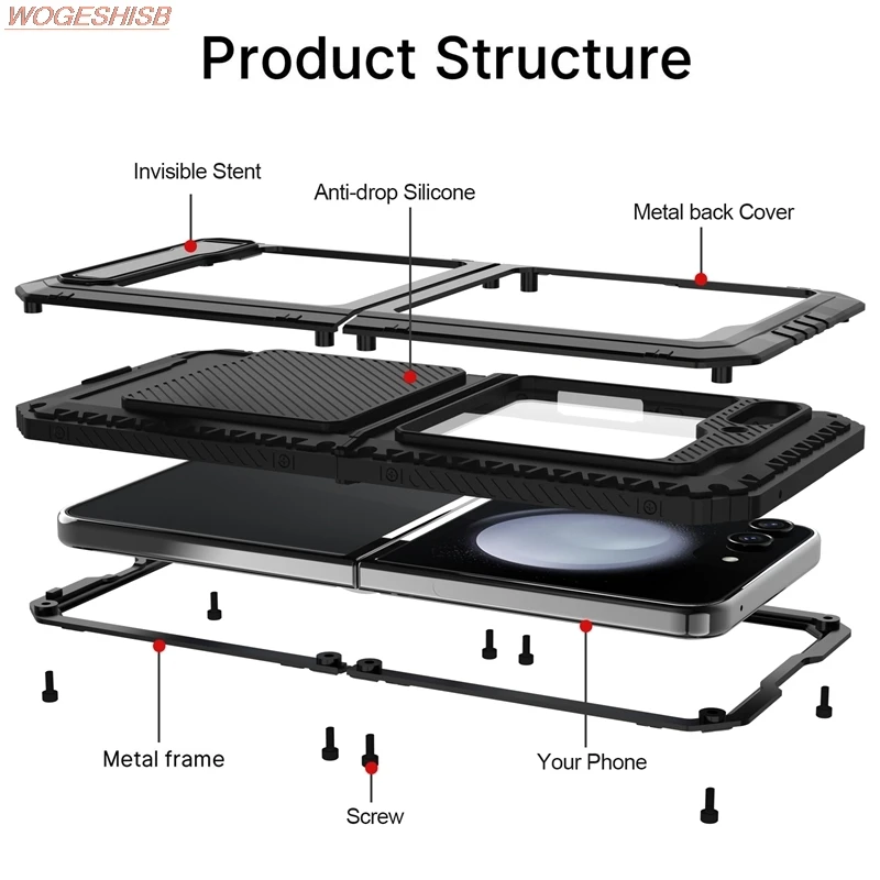 Armor Heavy Duty Protection Phone Case for Samsung Galaxy Z Flip5 360 Shockproof Metal Tank Cover Fundas for Galaxy Z Flip 5
