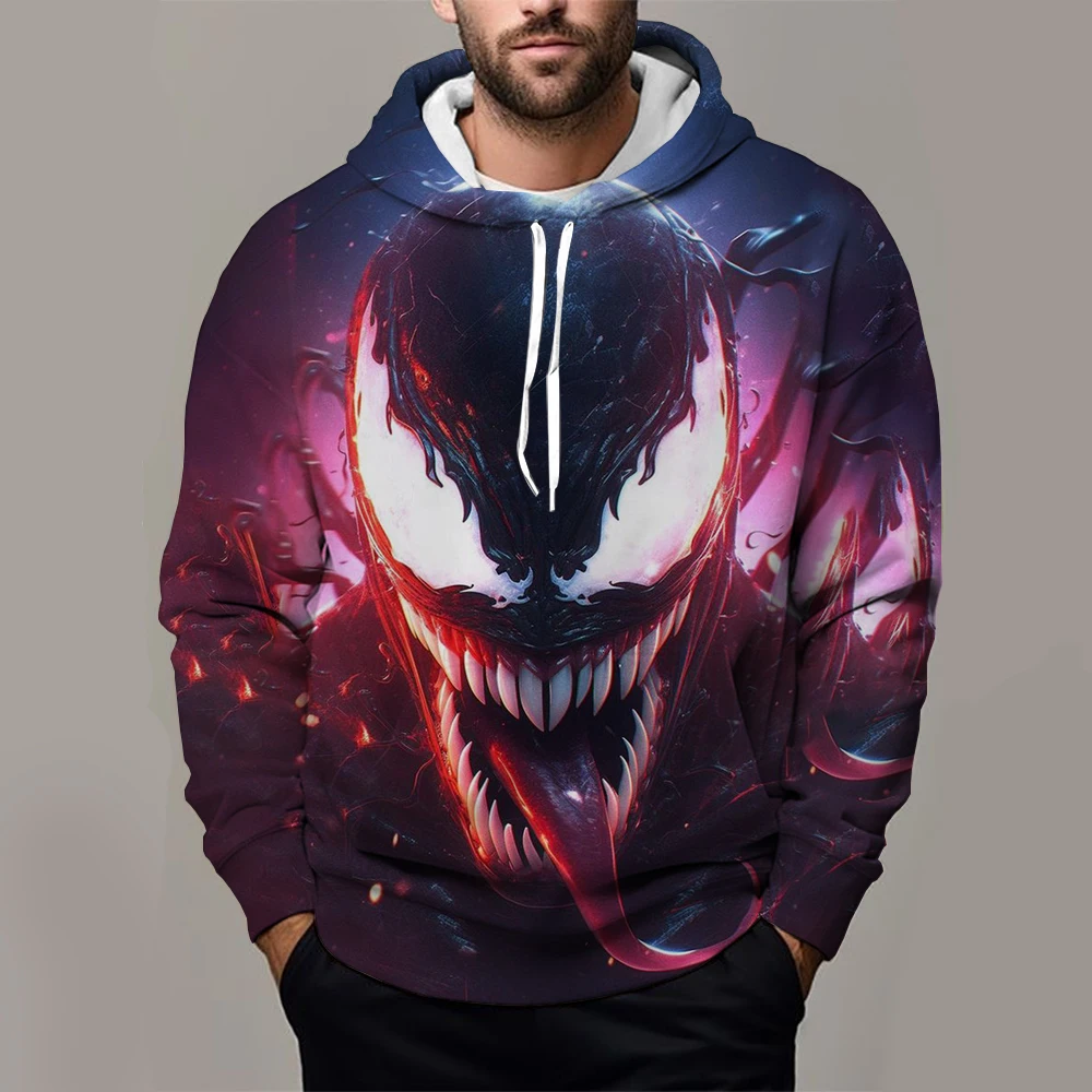 Marvel Venom Print Hooded Sweatshirts Men Women Fashion Casual Oversized Pullover Hip Hop Harajuku Streetwear Hoodies