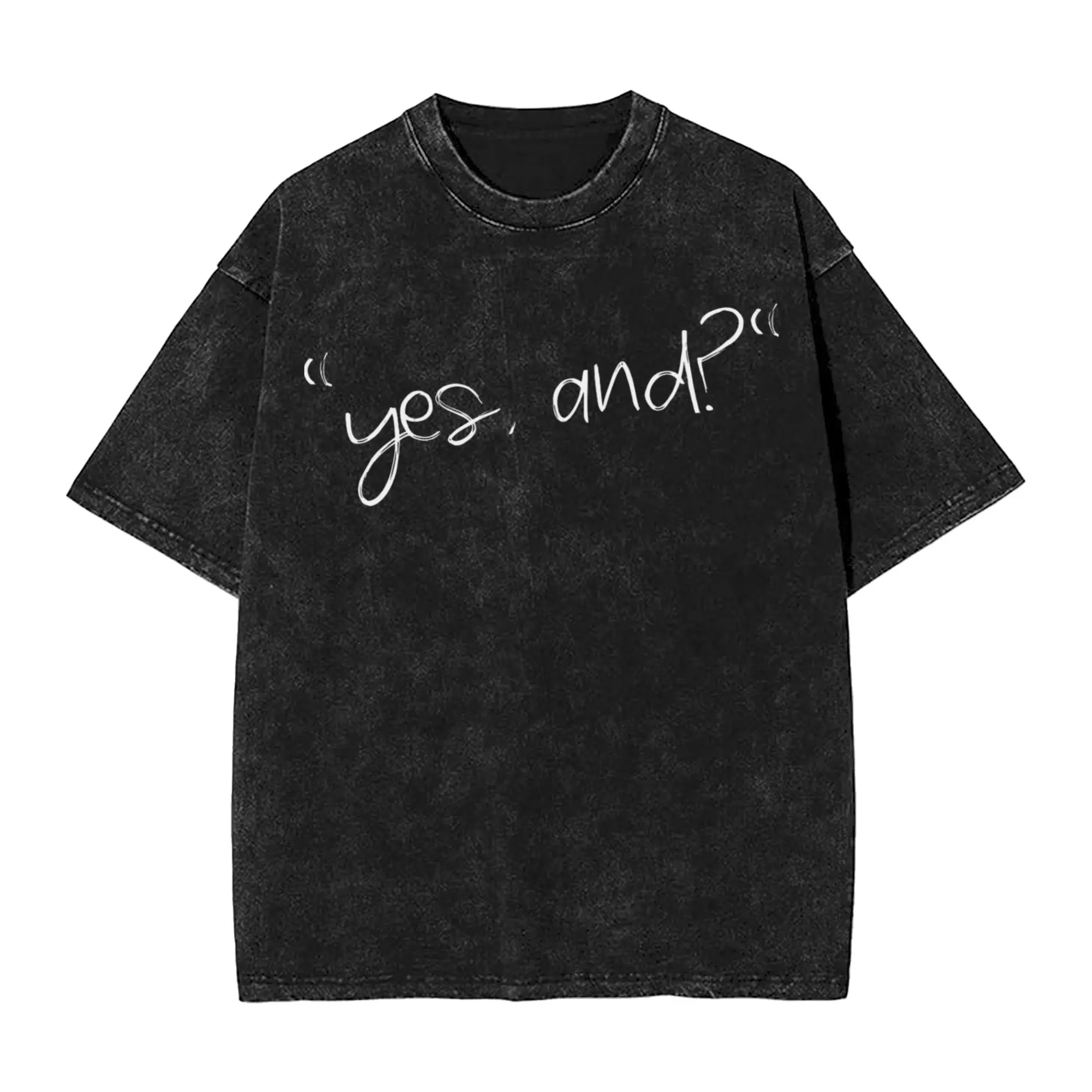 Arianas Grandes Yes And T Shirts Hip Hop Washed Short Sleeve Oversize T-Shirts  Retro Men Women Tops Streetwear Graphic Tees