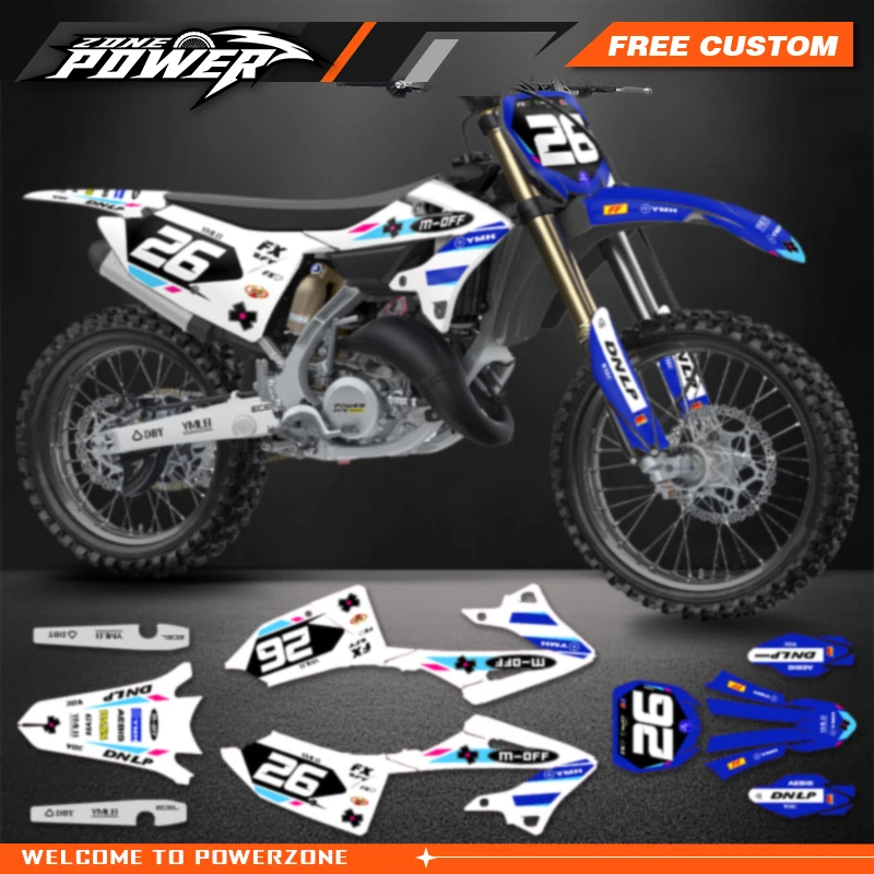 Powerzone Motorcycle Graphics Decals Sticker Kits for Yamaha YZ125 YZ250 2022 2023 2024 Custom Motorcycle Background Stickers 25