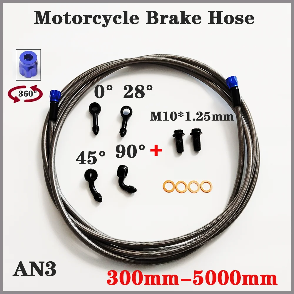 

AN3 Motorcycle Steel Hydraulic Brake Clutch Line Hose Tube With M10 Brake Screw for Dirt Bike ATV Moped Scooter Quad UTV Go Kart