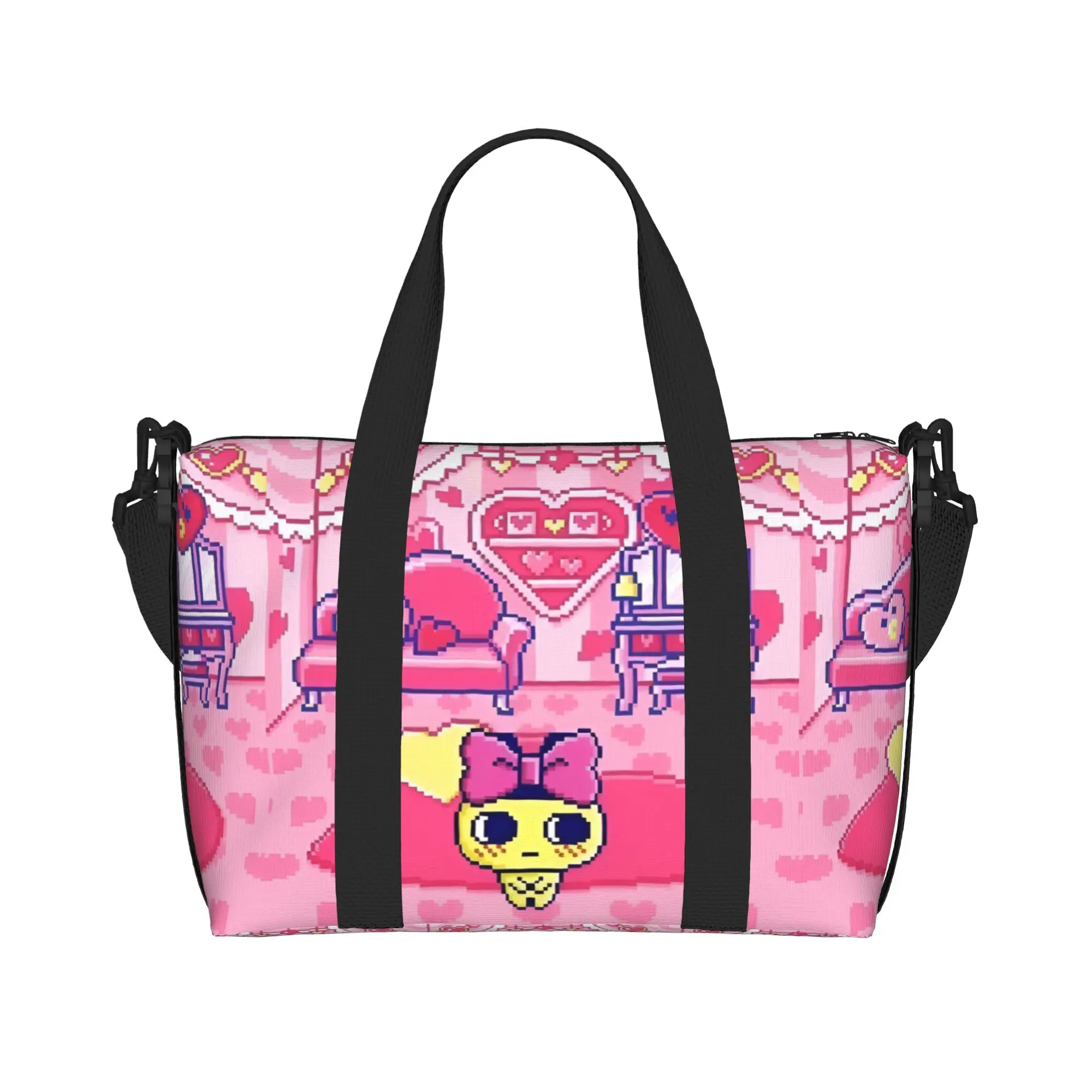 Custom Tamagotchies Cartoon Tote Bag Women Big Capacity  Gym Beach Travel Bags