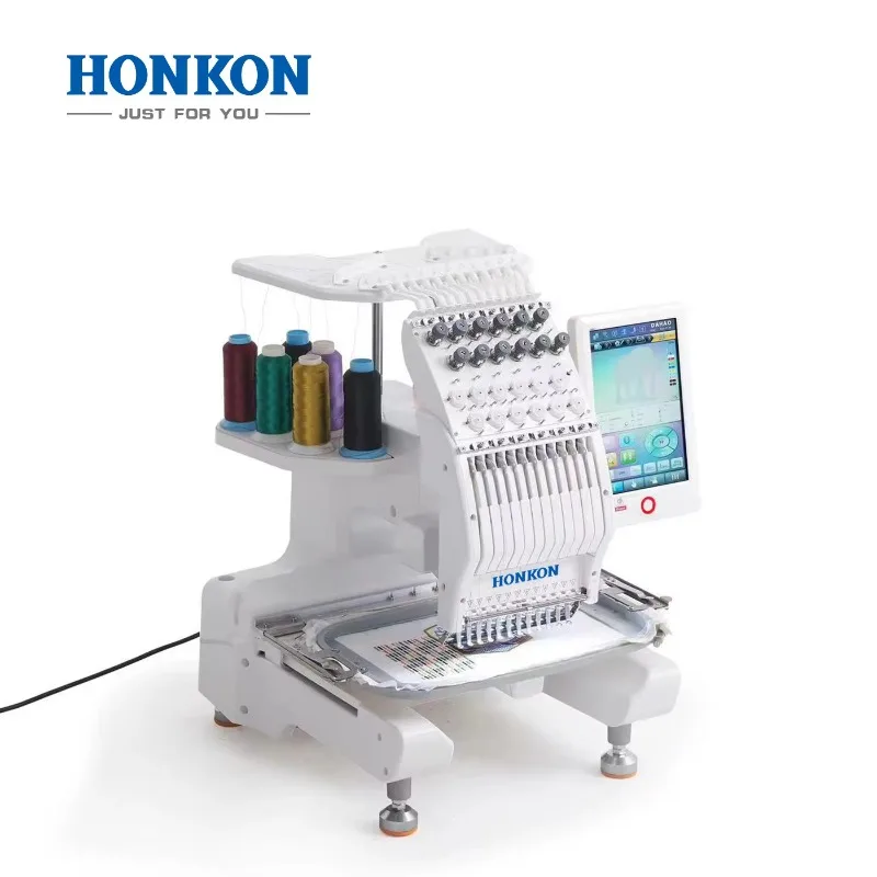 New HK-1201 High-Speed 12-Needle Single Head Computerized High-Accuracy 500W 200x300mm Embroidery Machine Bearing Motor