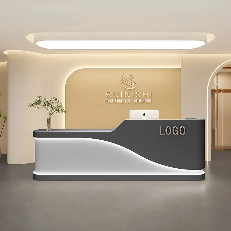 Магазин Подиум Стойка регистрации Кассовый салон Белый Парикмахерская Простая стойка регистрации Супермаркет Comptoir Caisse Мебель для бара