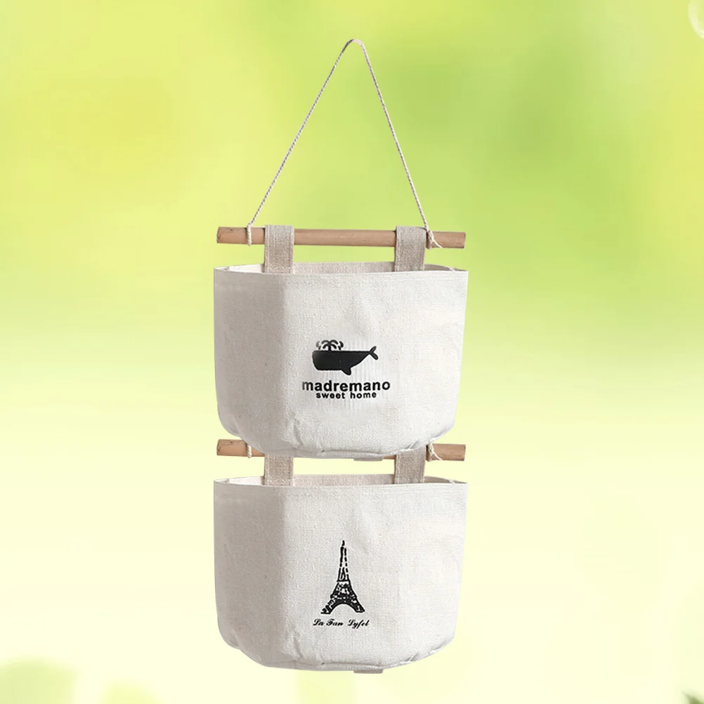 

2 pcs Cotton Linen Wall Mounted Storage Bag Waterproof Large Capacity Hanging Pockets For Door Wall Hanging Organizer Sundries