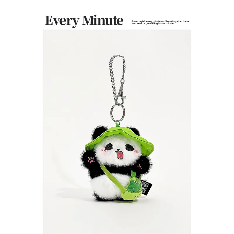 

Every Minute Plush Panda Keychain Cute Cartoon With Yellow Hat Bamboo Shoot Backpack Bag Pendant For Couples Ideal Birthday Gift
