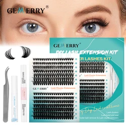 Gemerry 50P Eyelashes Extension Kits 280pcs Lash Clusters Lash Bond And Seal Lash Glue Remover And Lash Tweezer Makeup Supplies