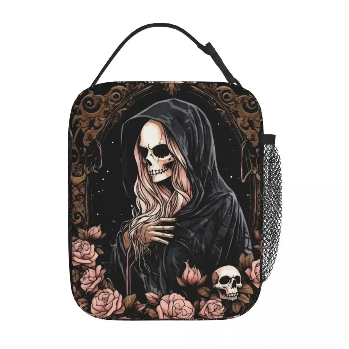 Gothic Skull Lunch Bag The Reaperess Outdoor Picnic Lunch Box For Women Fashion Designer Thermal Tote Handbags Oxford Cooler Bag