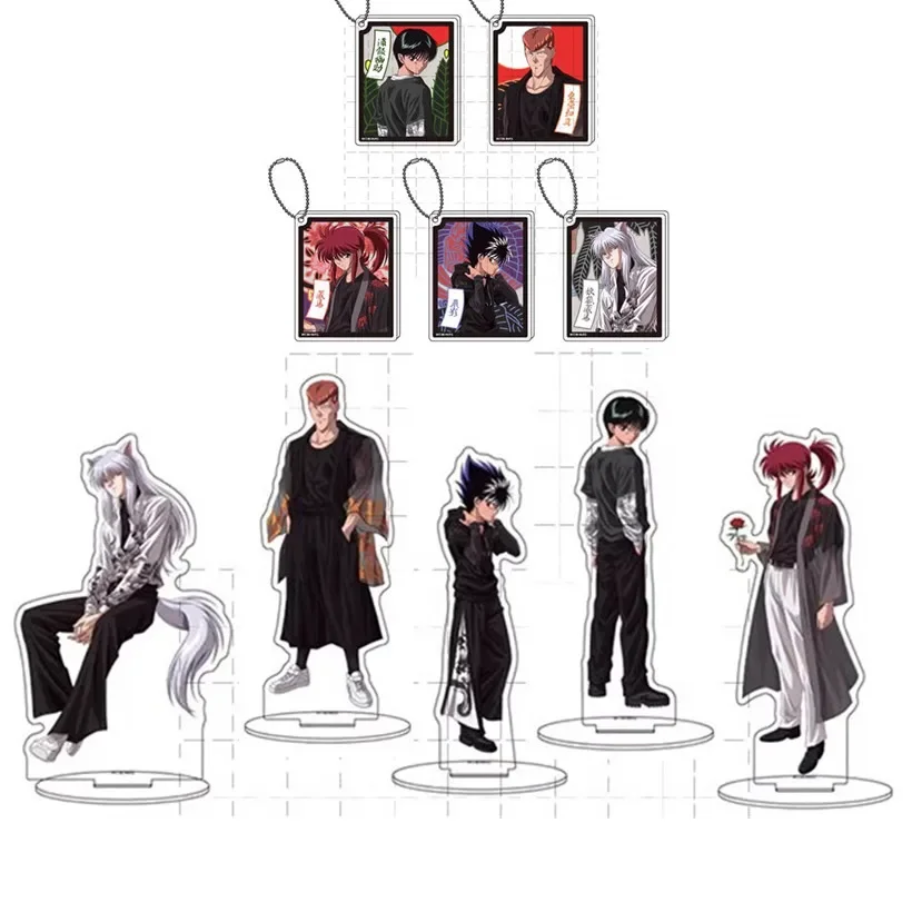 

Game Acrylic Stand Figure Doll Anime Kuwabara Kazuma Kurama Hiei Yusuke Urameshi Keychain Keyring Pendant for Gift