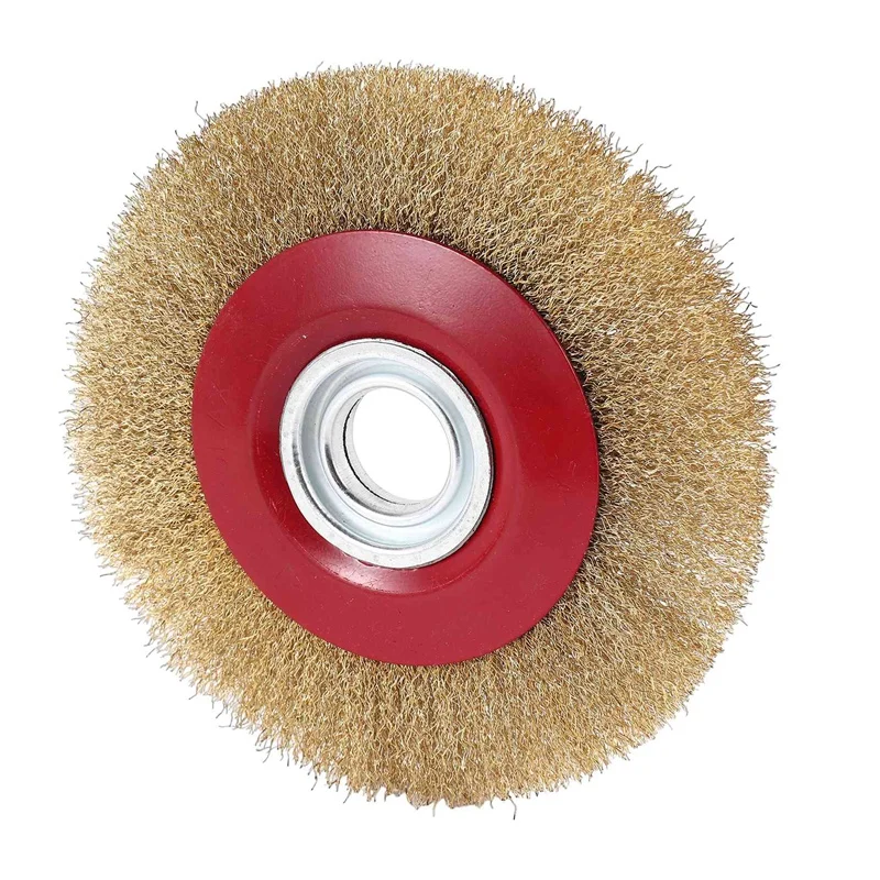 AC88 8 Inch 200mm Steel Flat Wire Wheel Brush with 10pcs Adaptor Rings, for Bench for Grinder Deburring Rust Removal