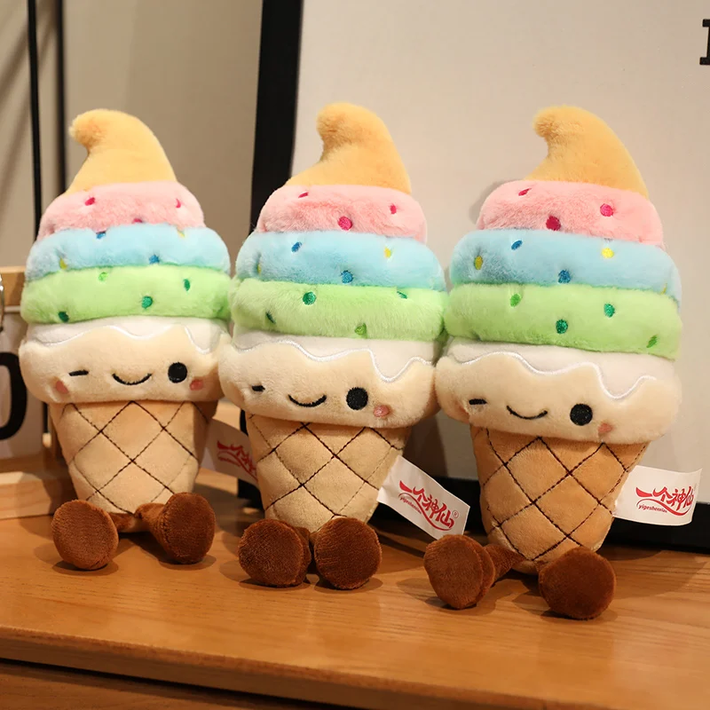 25cm Cartoon Cute Rainbow Ice Cream Plush Doll With Legs Colorful Sweet Ice Cream Plush Toy Home Decoration Gift For Children 3