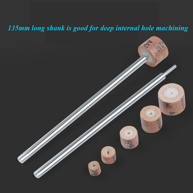 Shank 6x135mm Extended rod movable handle louver grinding head Dia8/10/12/15/20mm Deep hole inner wall polishing sand cloth head
