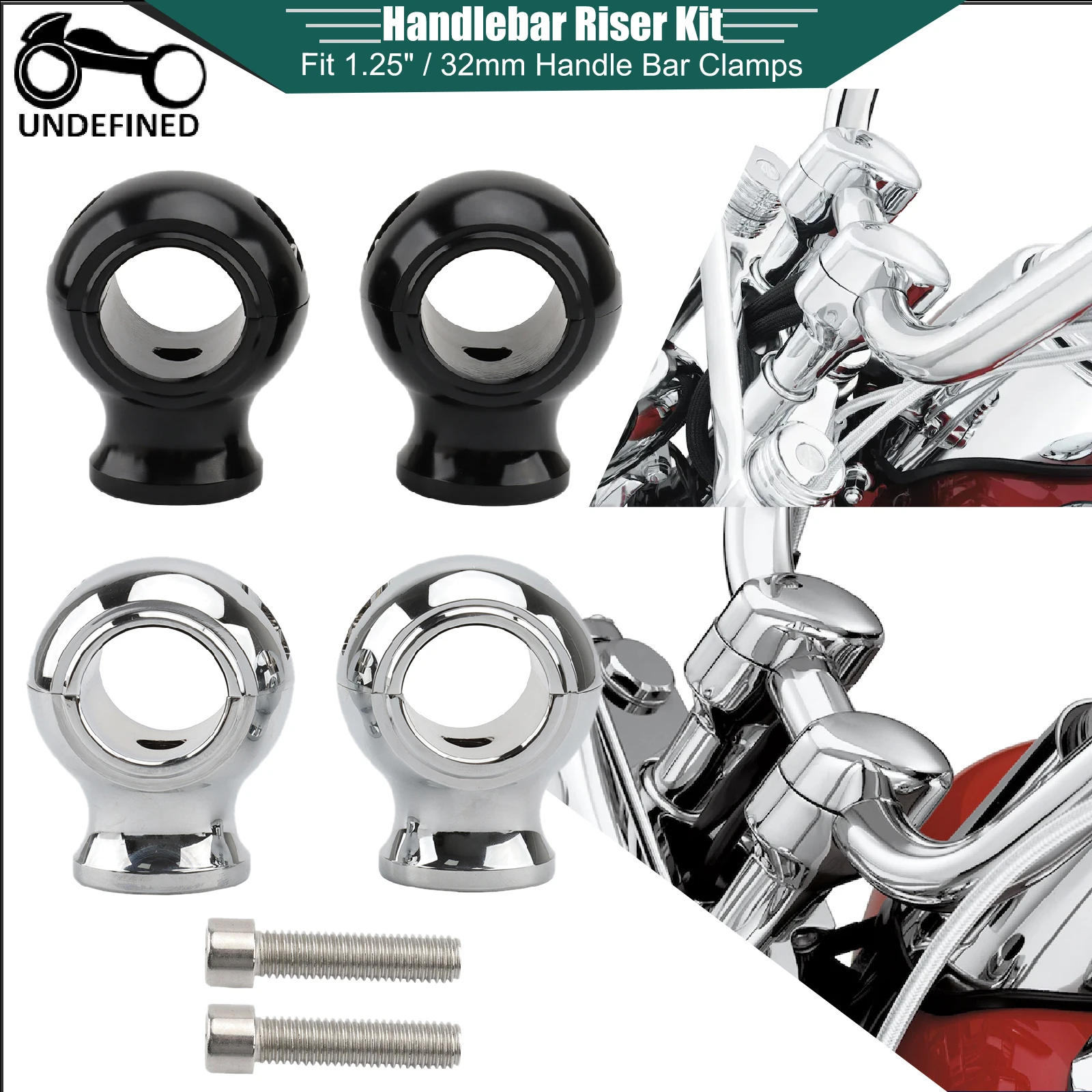 

1-1/4" 32mm Motorcycle Handlebar Risers Clamp Fat Round Heightening Mount for Honda Yamaha Shadow Dyna Chopper Bobber Universal