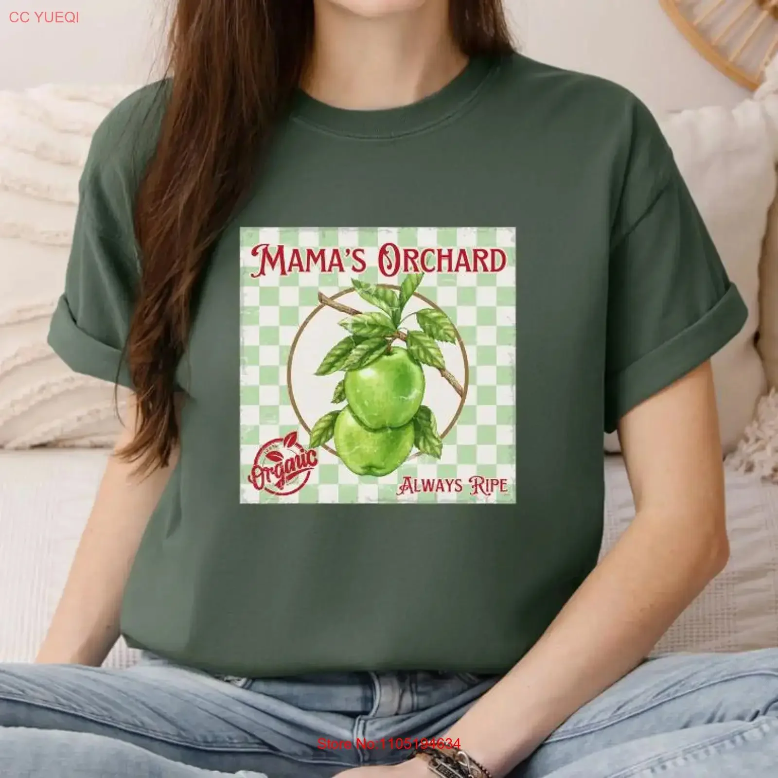 

Mamas Orchard T Shirt Vintage Farm Fruit Always Ripe Funny Mom Green Apples Aesthetic vintage Washed graphic Comfortable