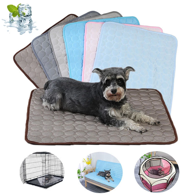 

Summer Dog Bed Cooling Ice Silk Mat Pet Cat Sofa Nest Small Medium Big Dog Sleeping Pad Summer Cool Pet Matress Supplies