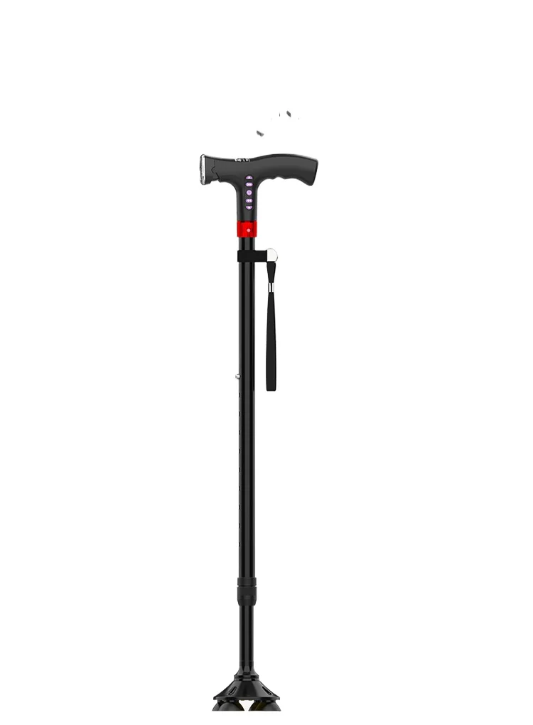 

Non-slip elderly cane with light multi-function intelligent automatic alarm crutch four legs telescopic cane