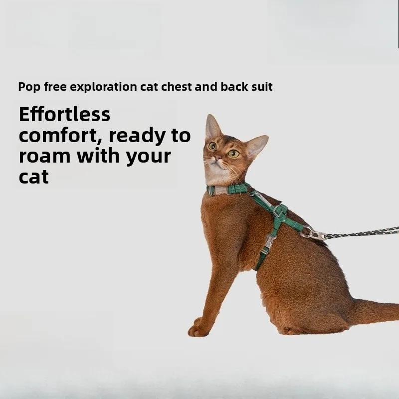 Adjustable H-Style Cat Harness Set, 38g Lightweight Escape Proof Breathable Kitten, Reflective & 120-160cm Leash