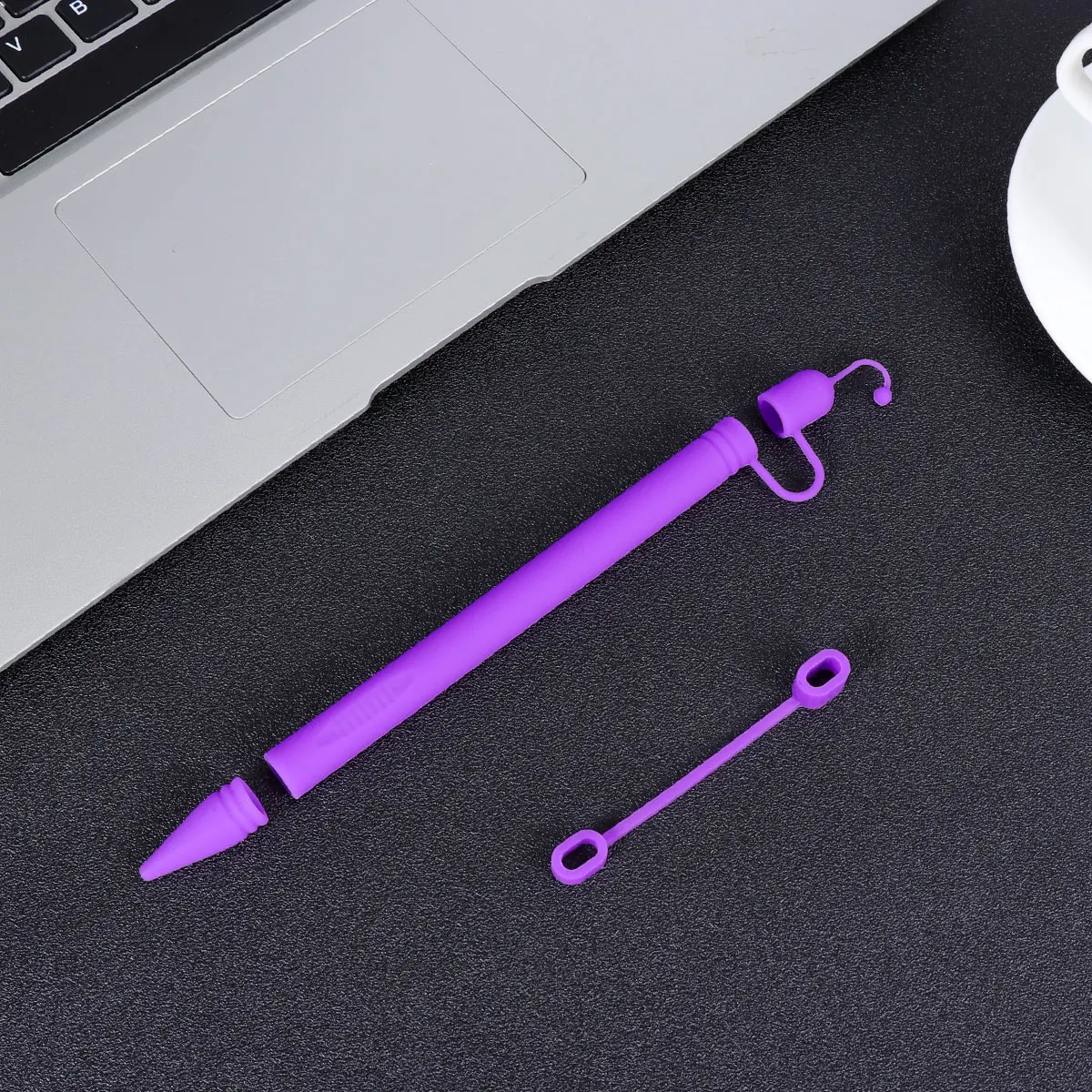 

Useful Stylus Sleeve Cover Screen Touch Silicone Grip Holder Compatible for Apple Pencil 1 with Anti-lost Sleeve (Purple)